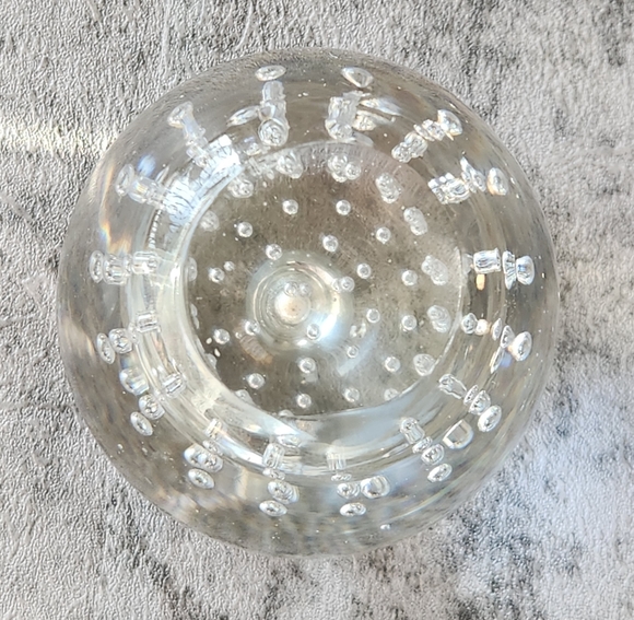 Clear glass blown apple floating orbs paperweight 10oz home decor minimalist mcm - Picture 6 of 8